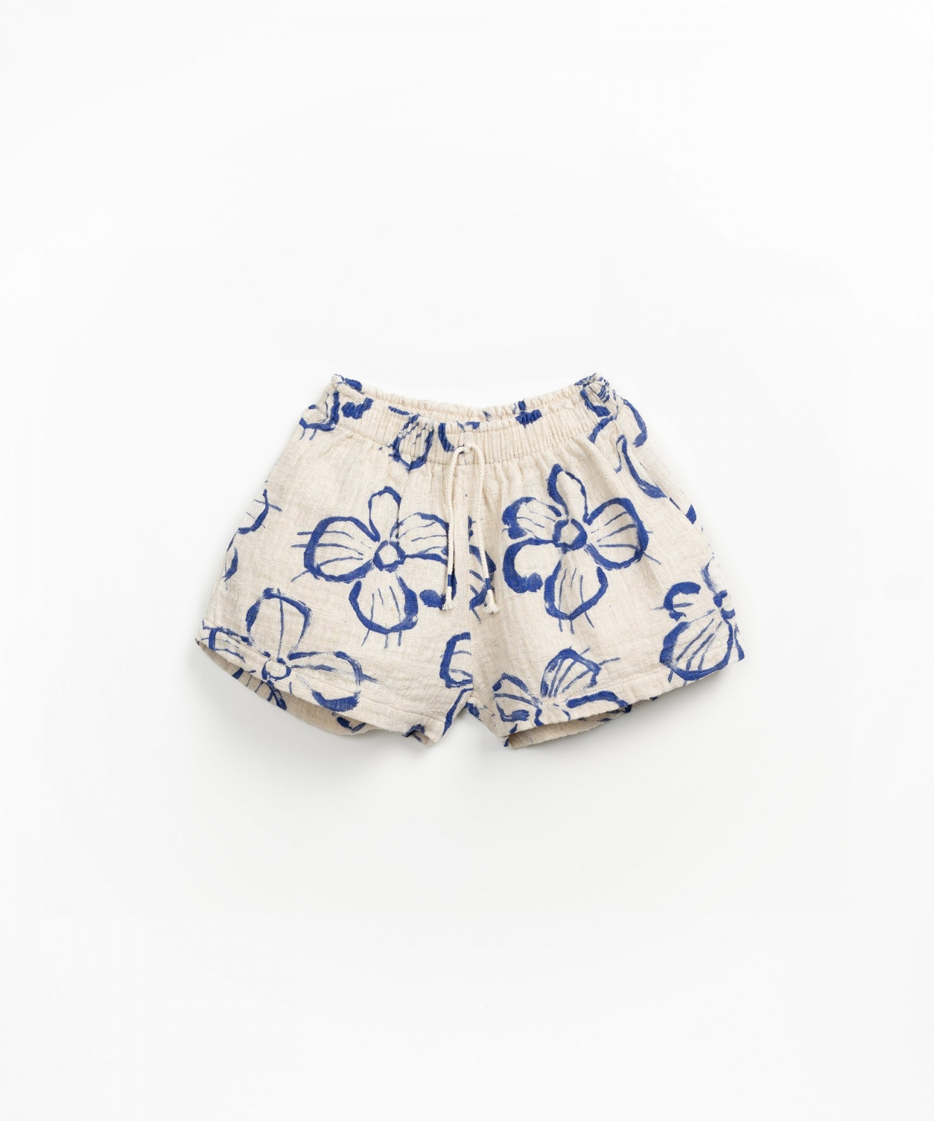Cotton and linen shorts with floral print