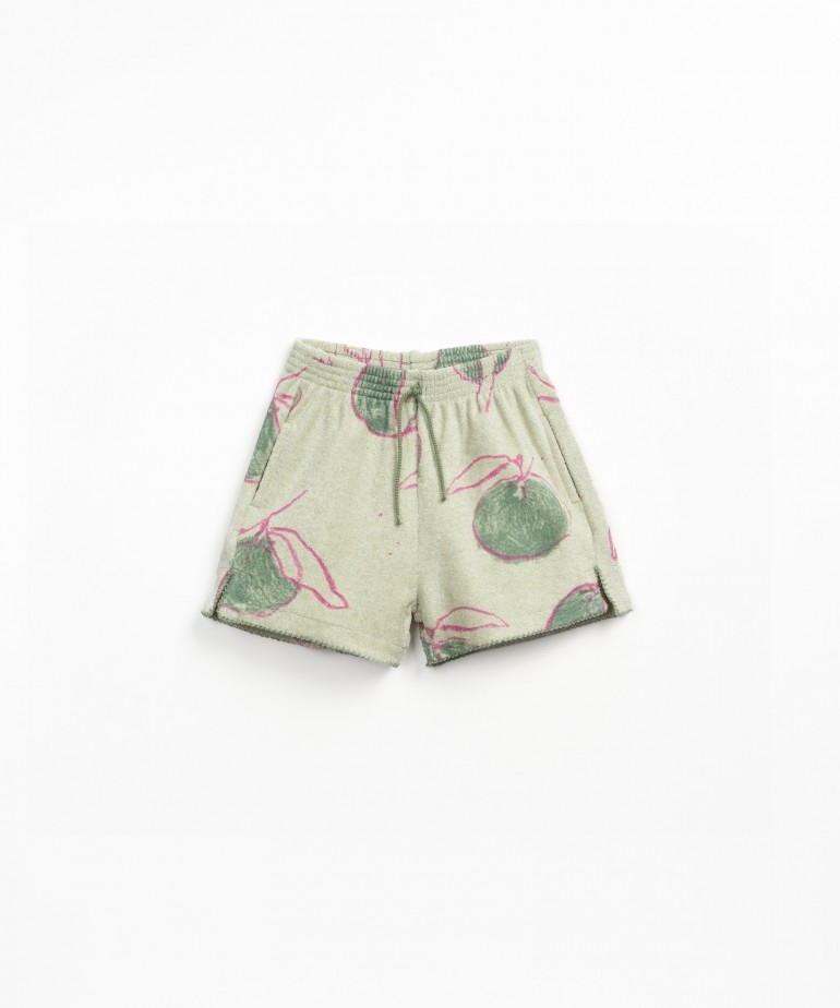 Short en maille peluche avec imprim?