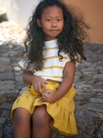 Falda de tejido con mezcla de algod�n y lino