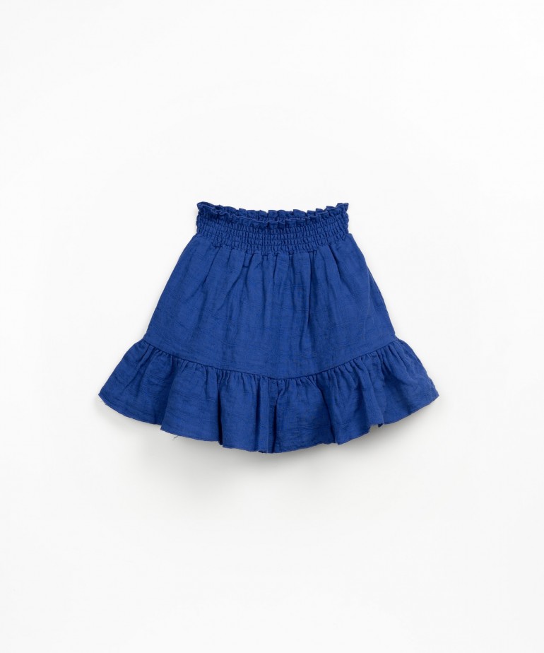 Fabric skirt with ruffle in cotton and linen