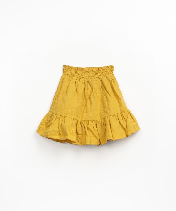 Falda de tejido con mezcla de algod�n y lino