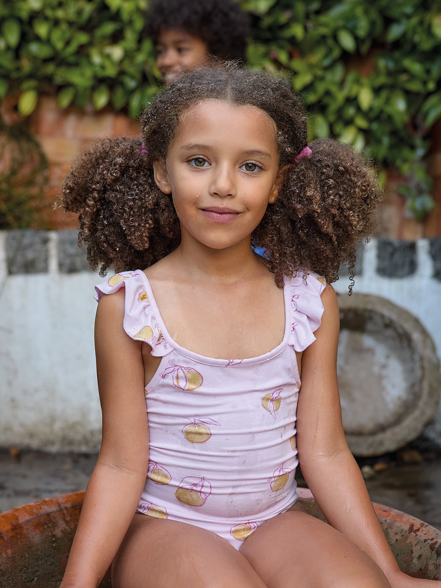 Fato de banho em algodão orgânico com folho na alça