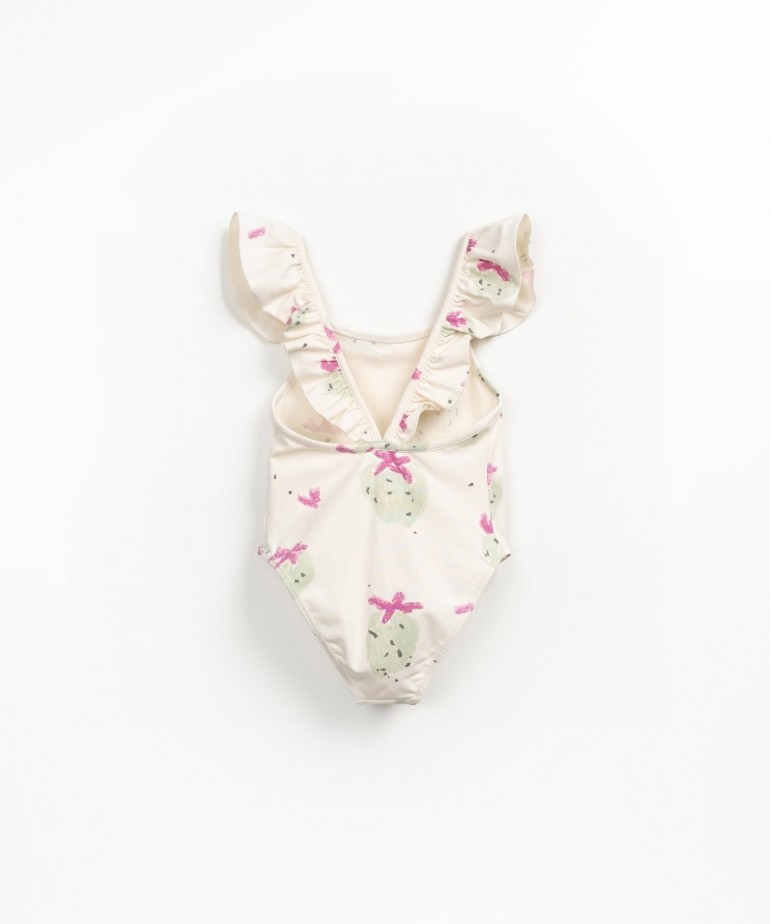 Fato de banho em algodo orgnico com folho na ala