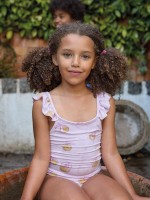 Fato de banho em algod�o org�nico com folho na al�a