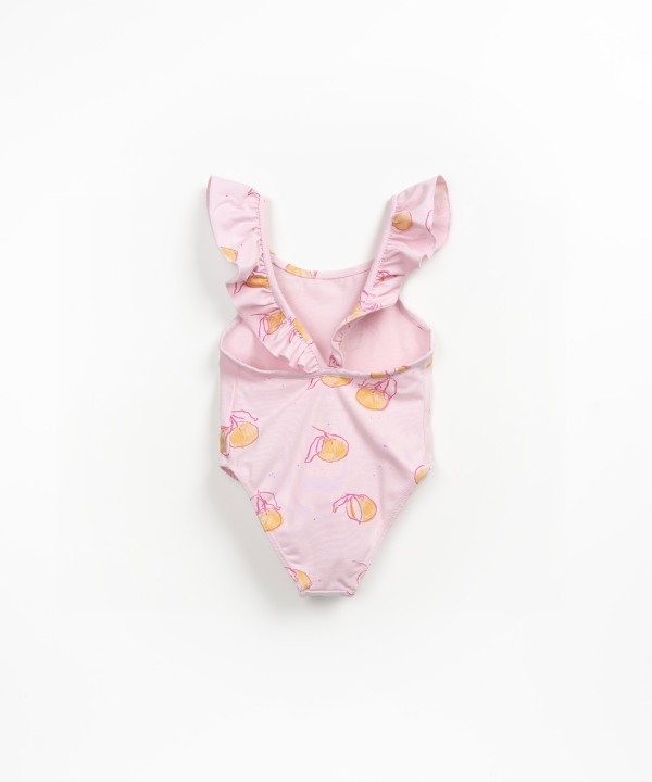 Fato de banho em algod�o org�nico com folho na al�a