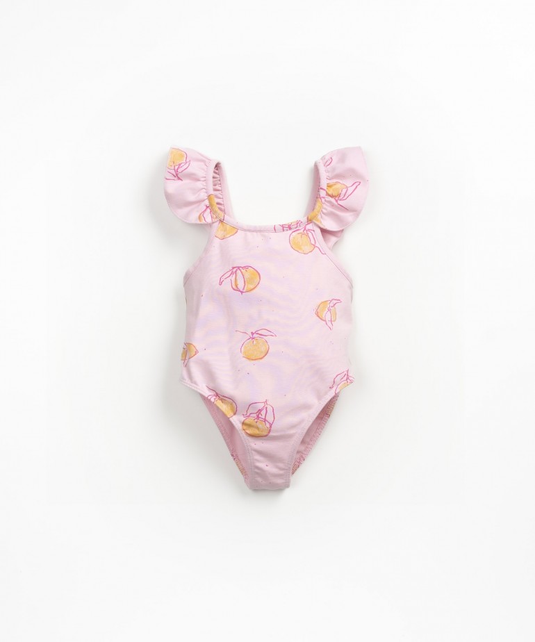 Fato de banho em algodo orgnico com folho na ala