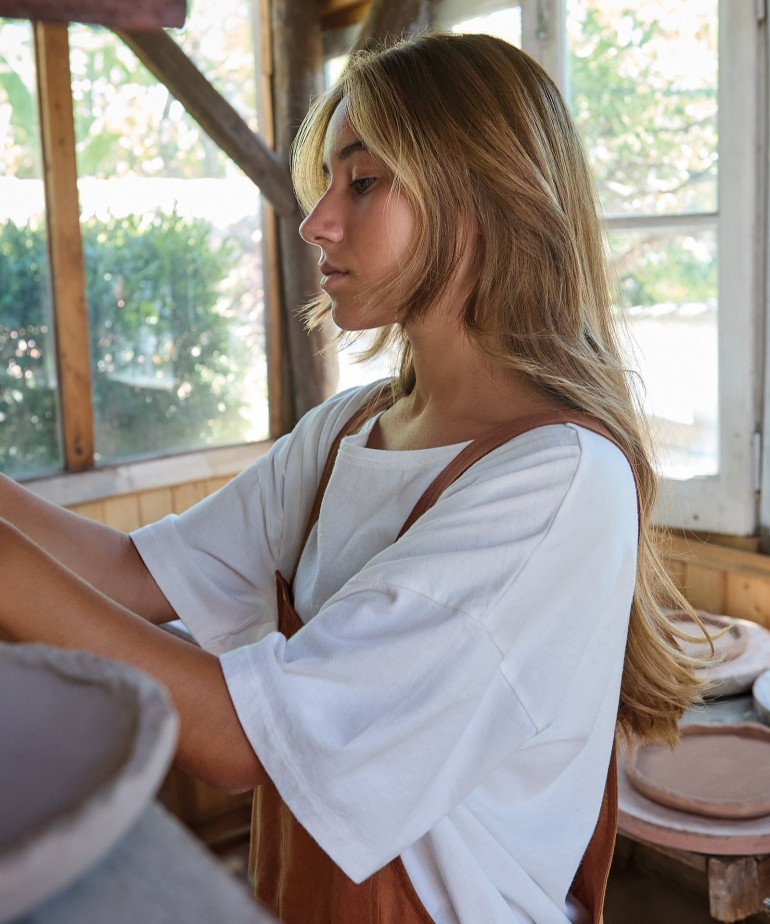 T-shirt in a blend of organic and recycled cotton