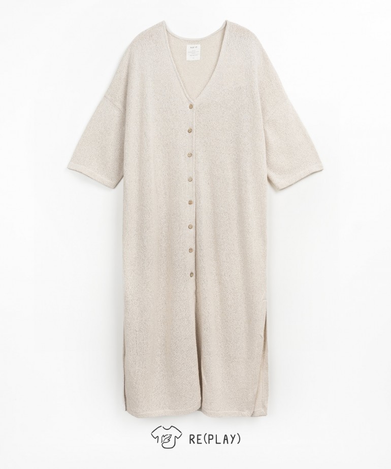 Knit jacket in cotton and organic cotton with coconut buttons