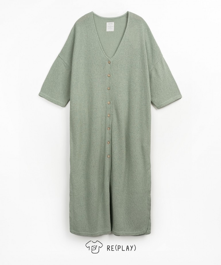 Casaco de malha comprido com fio Re(Play)