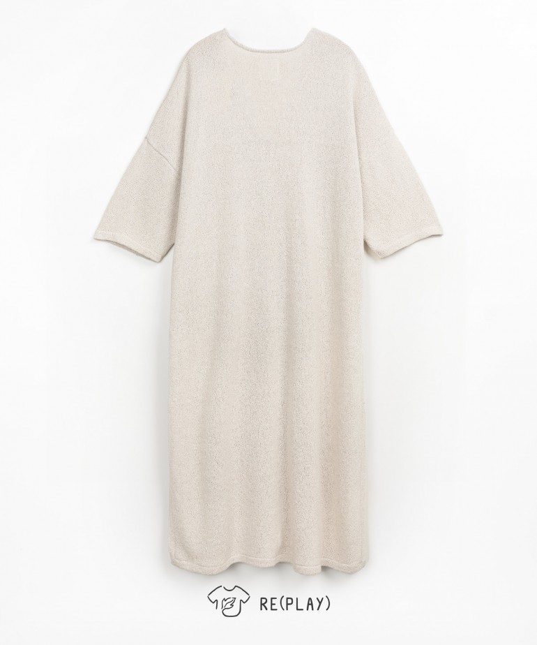 Casaco de malha comprido com fio Re(Play)