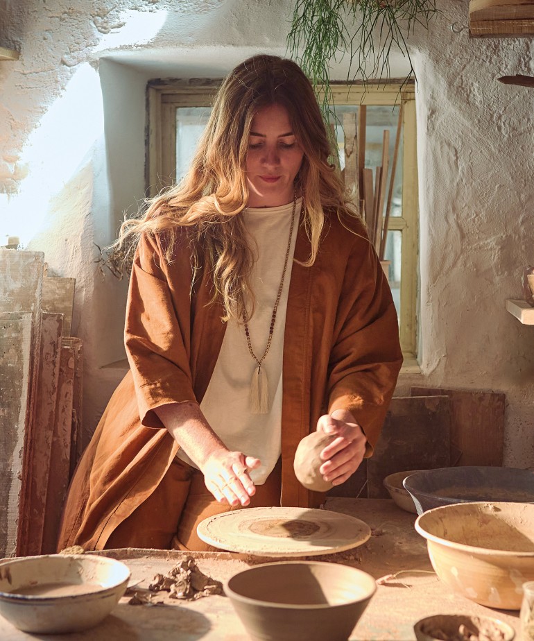 Cappotto con miscela di lino e cotone biologico