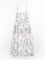 Fabric dress with leaf print