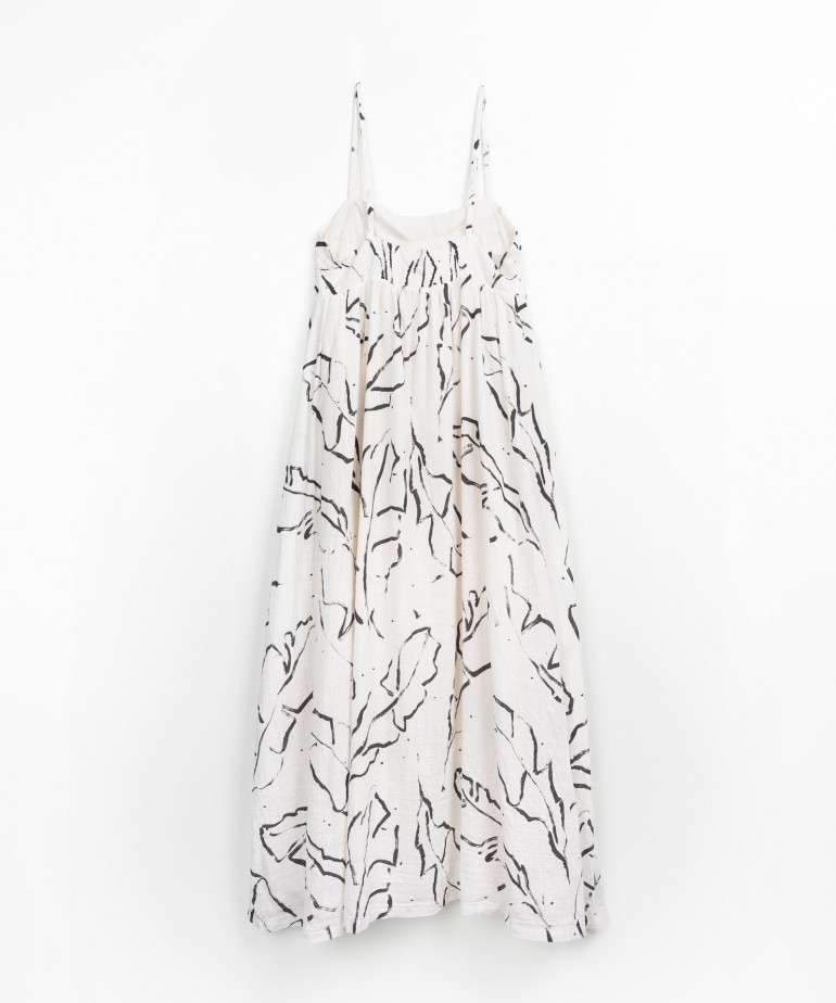 Vestito in tessuto con stampa di foglie