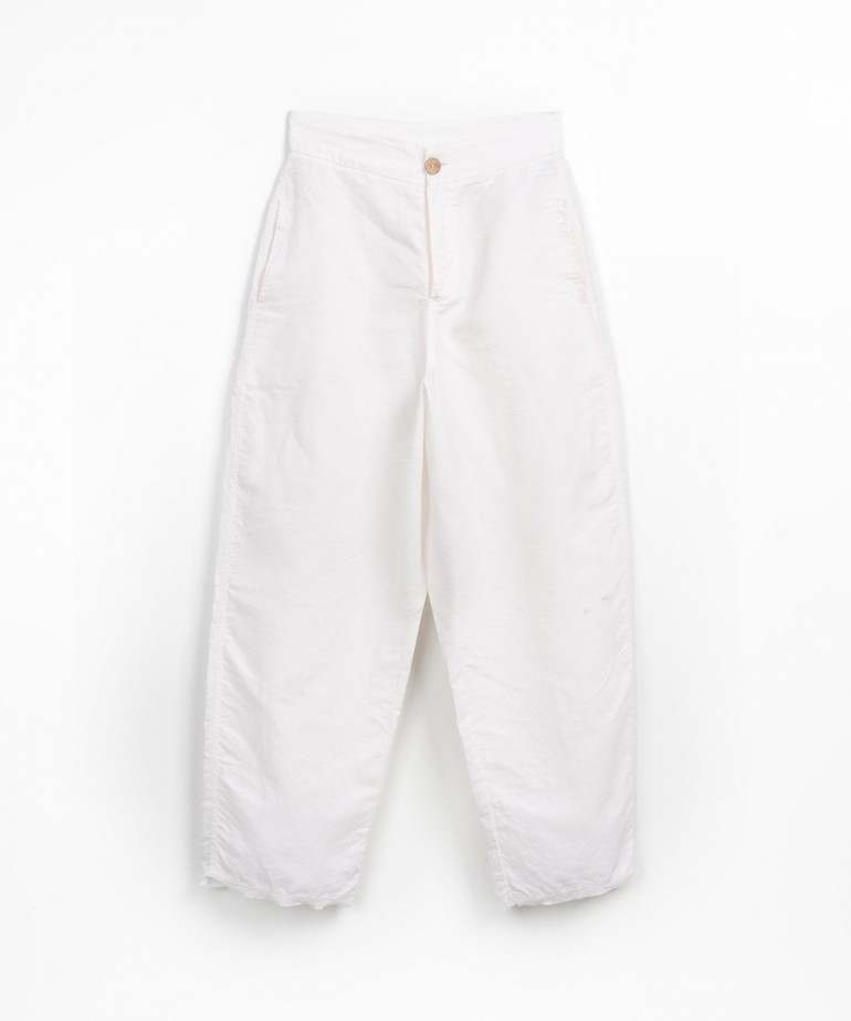 Wide fabric trousers in linen and organic cotton