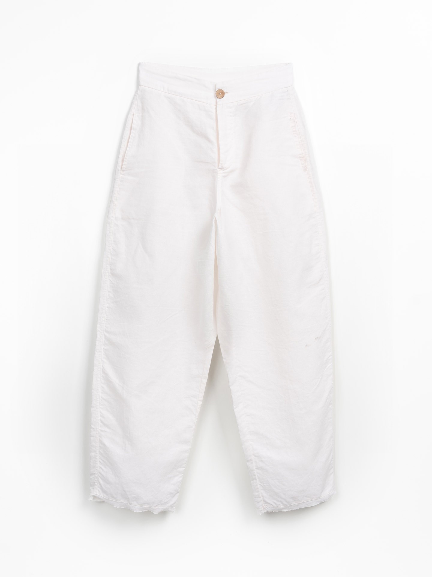 Linen trousers with frayed detail