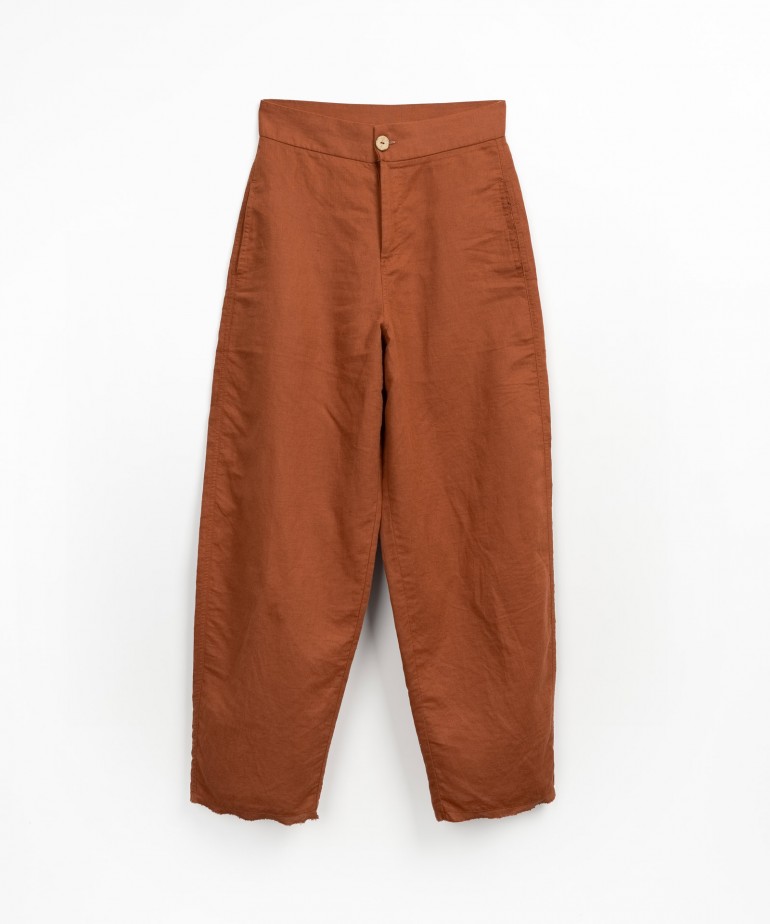 Wide-leg fabric trousers in linen and organic cotton