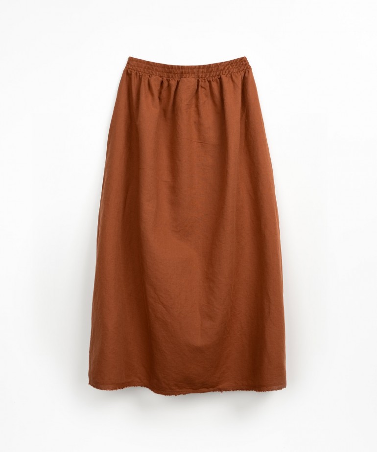 Gonna in tessuto di lino e cotone biologico