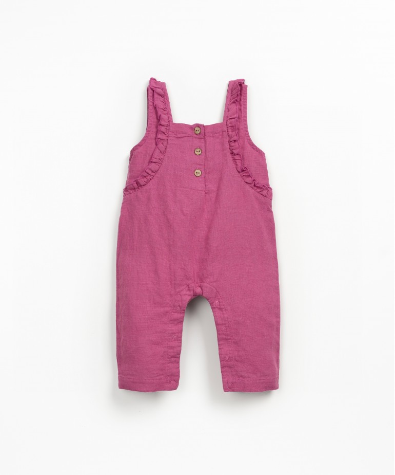 Fabric jumpsuit with a blend of linen and organic cotton