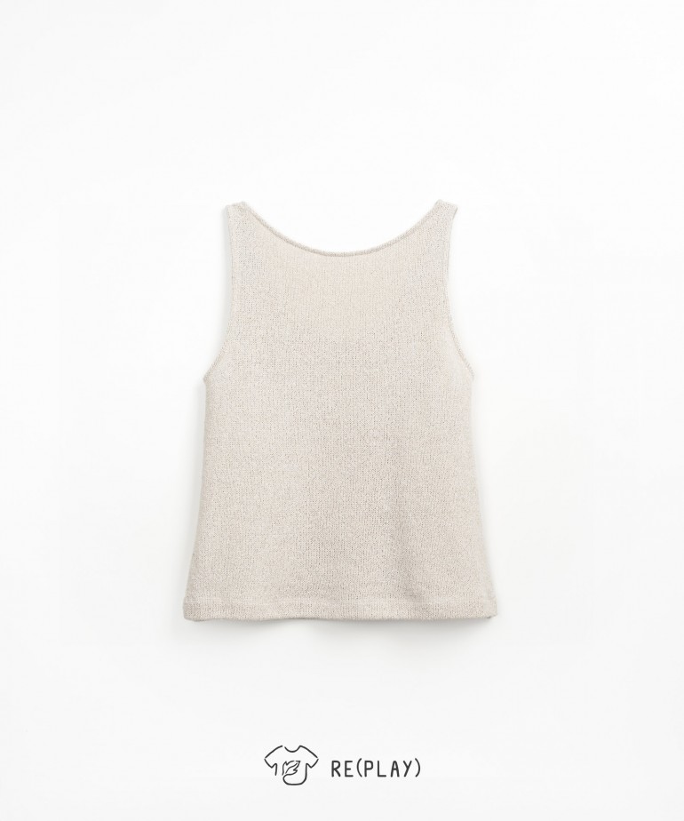 Sleeveless top in a blend of cotton and organic cotton