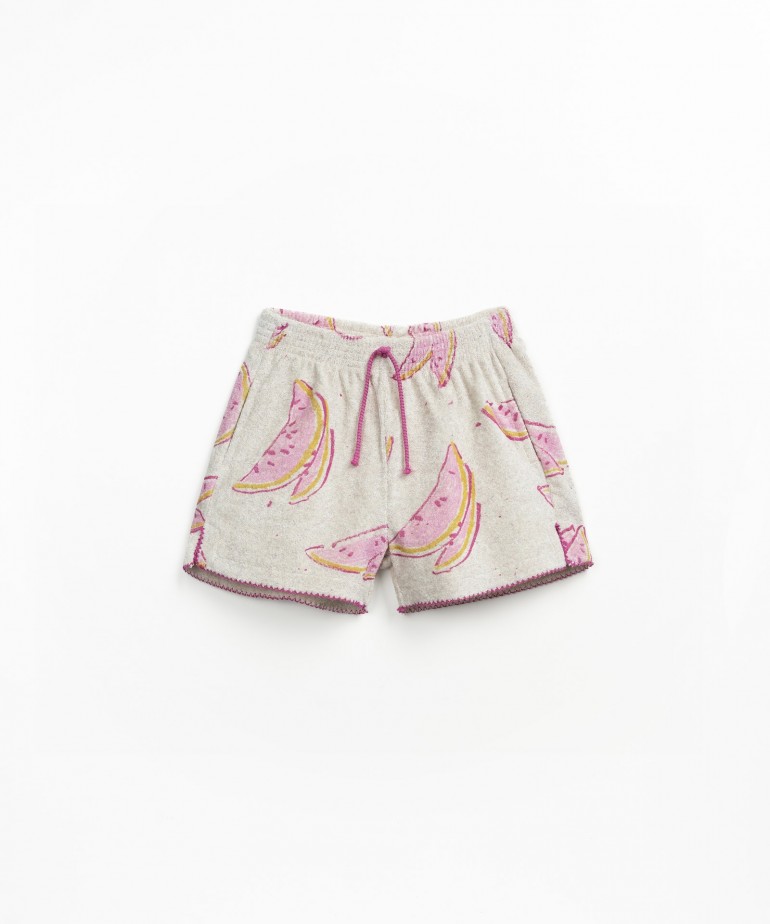 Short en maille peluche avec imprim?