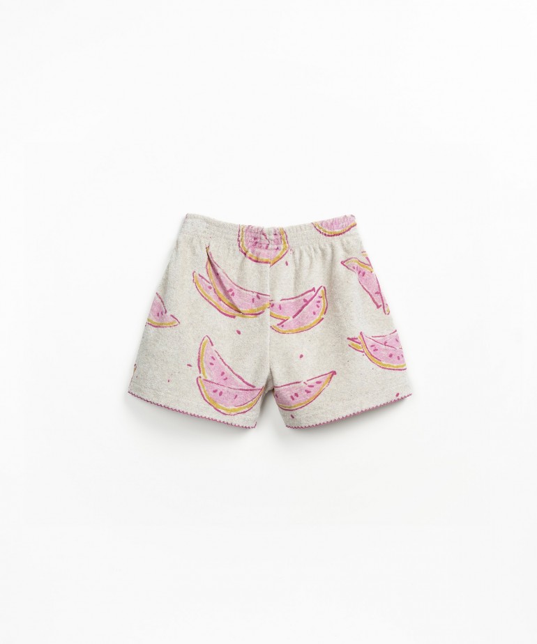 Pantaloncini in maglina peluche con stampa