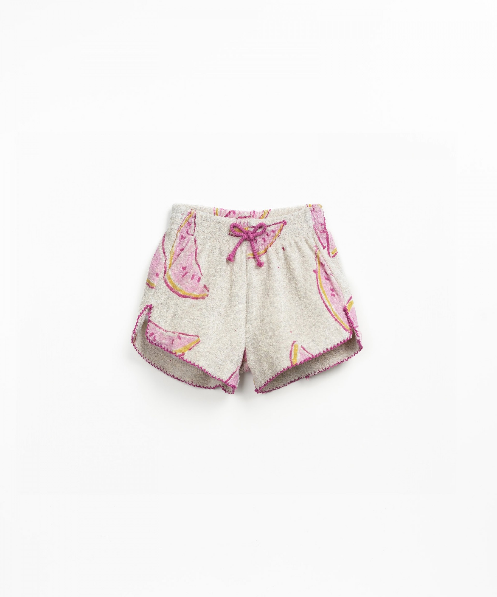 Plush knit shorts with print