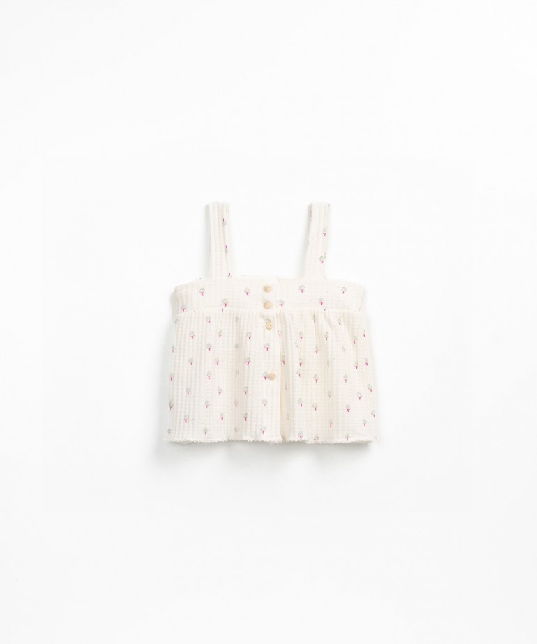 Top in maglina testurizzata con stampa di carciofi