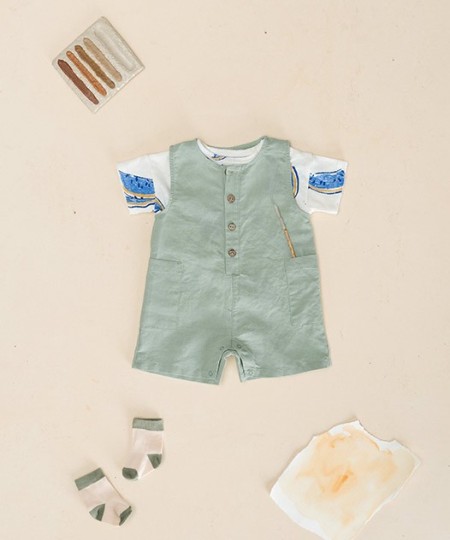 Jumpsuit with a mixture of linen and organic cotton