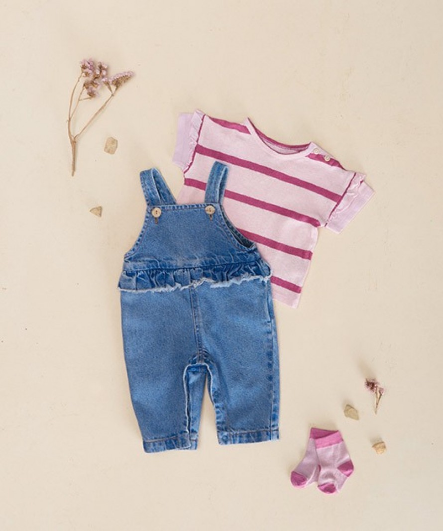 Denim jumpsuit with coconut buttons