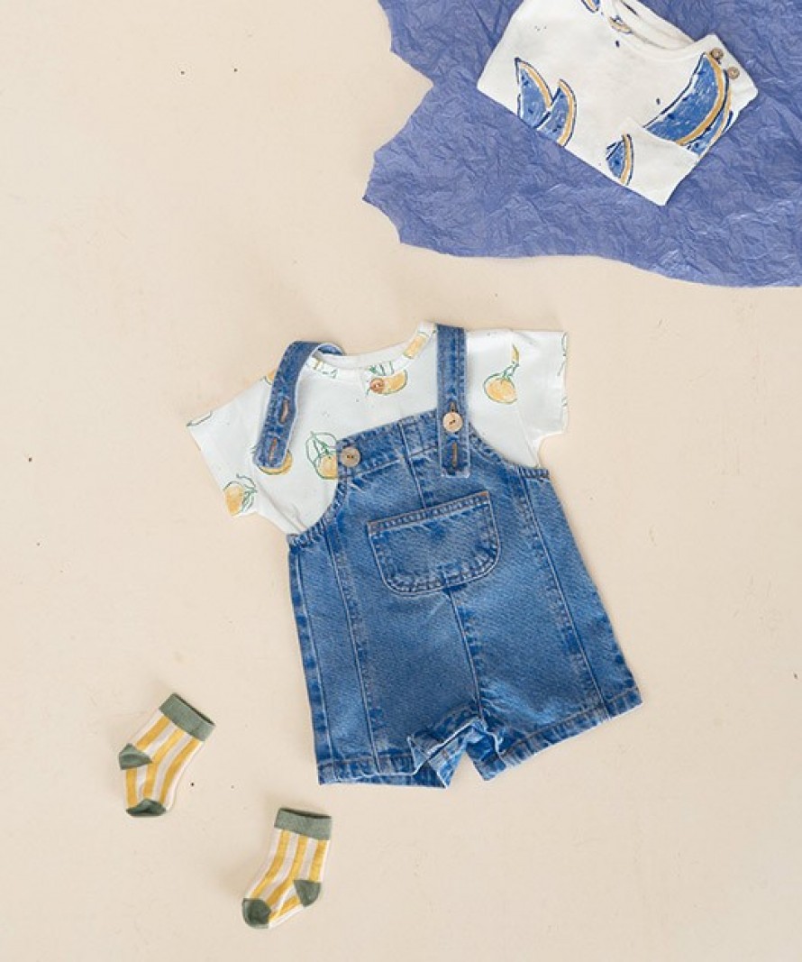 Denim overall with adjustable straps