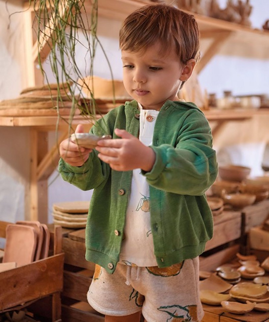 Knitted jacket with a blend of cotton and organic cotton