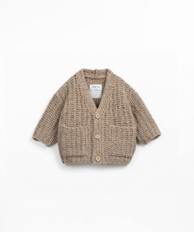 Manteau en maille avec mlange de laine recycle et laine
