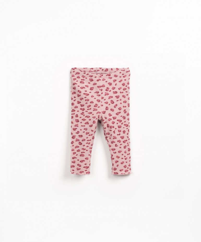 Leggings de malha canelada com estampado