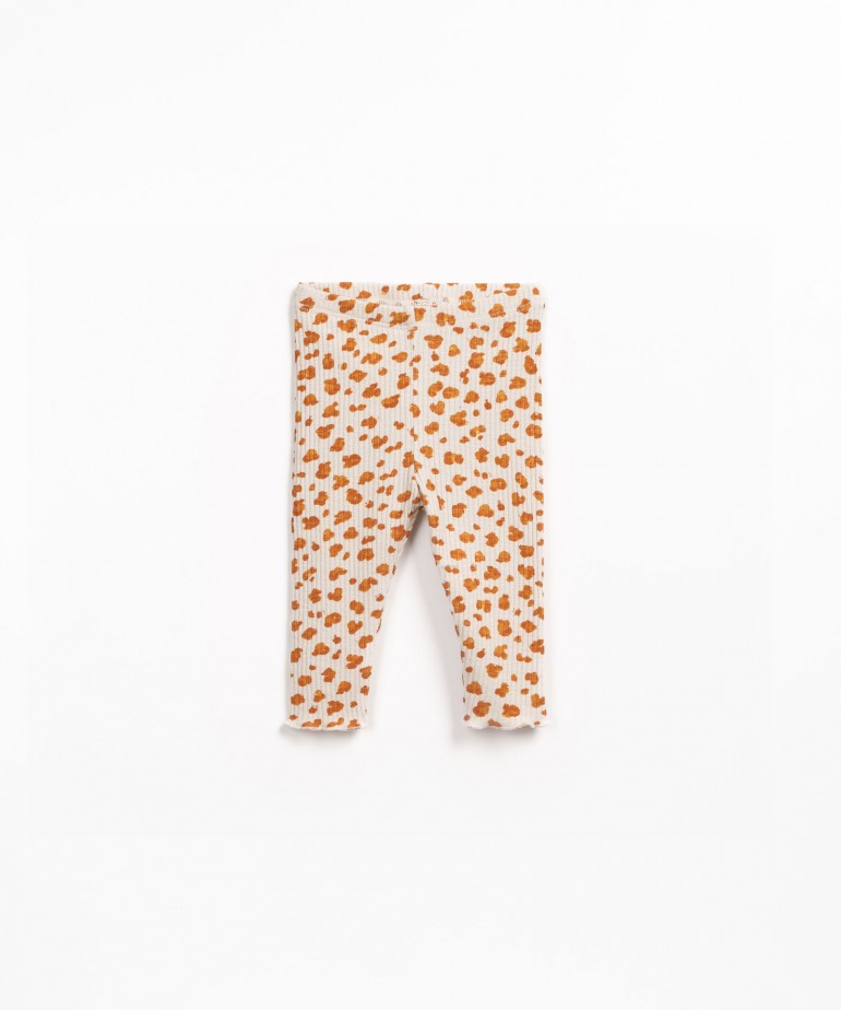 Leggings de malha canelada com estampado