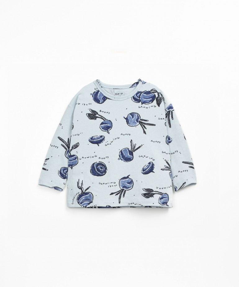 T-shirt in maglina con stampa di barbabietole