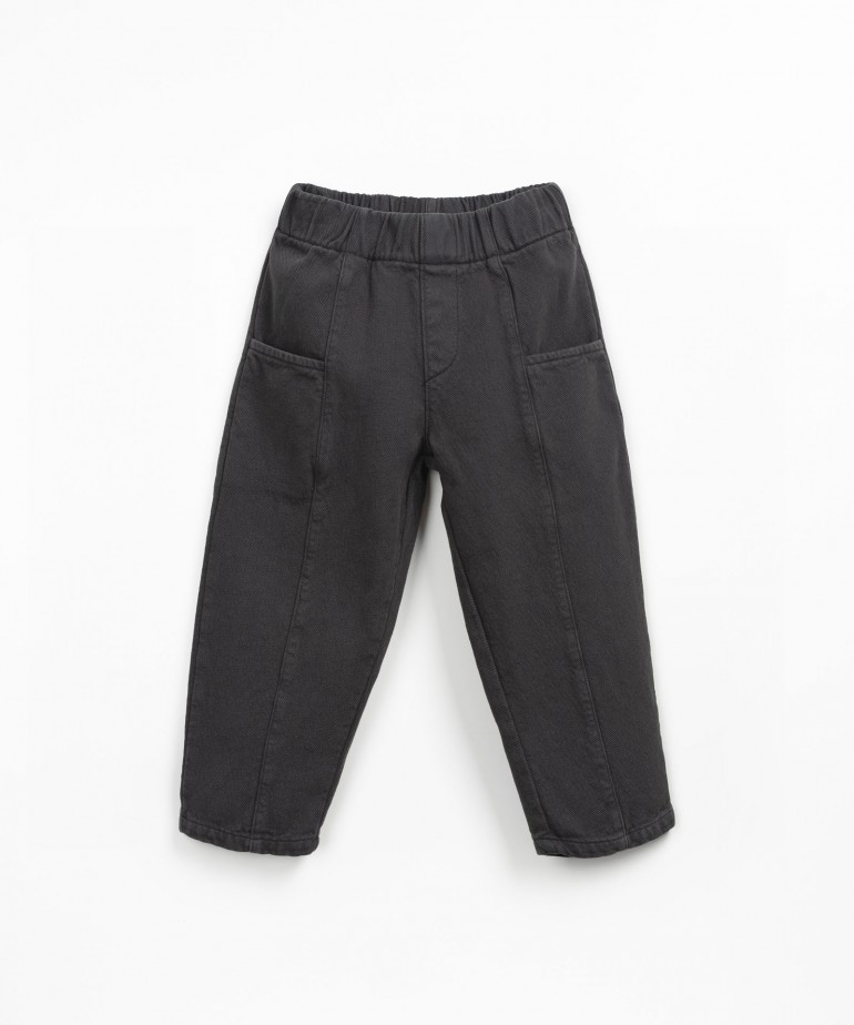 Pantaloni in twill di cotone con cintura elastica