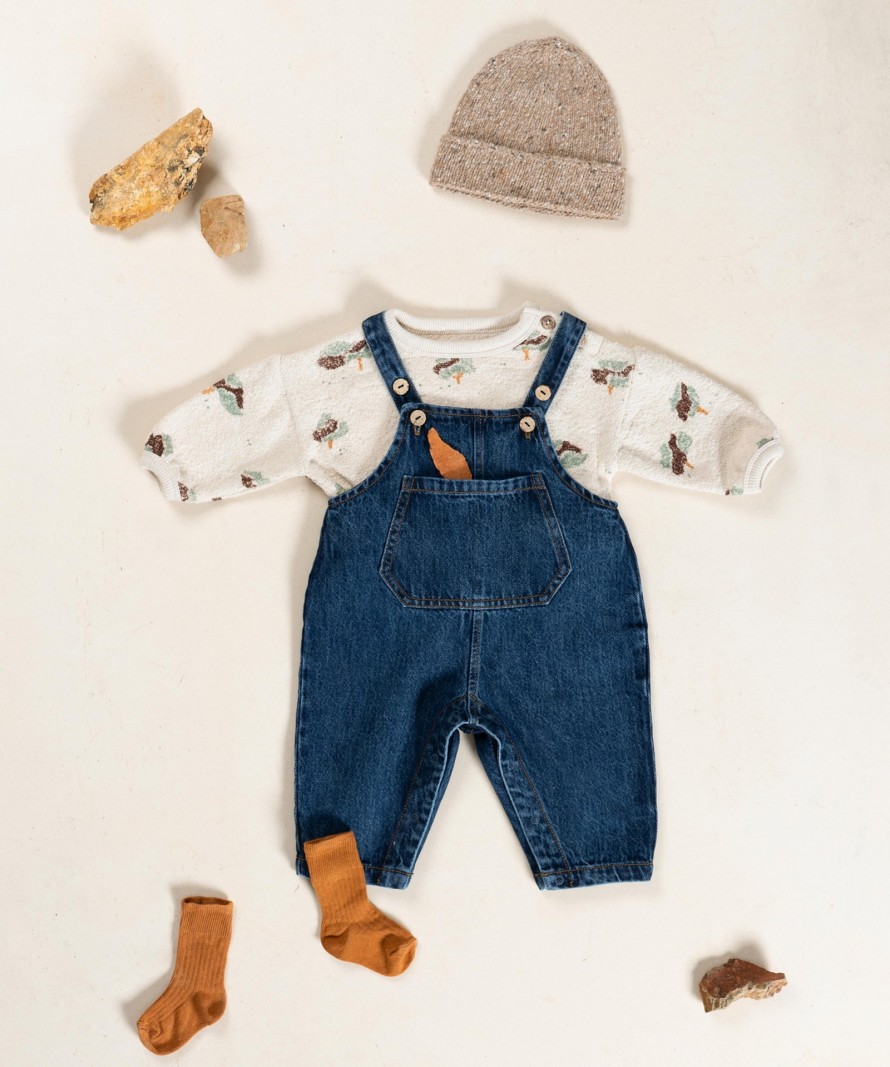 Salopette in denim con tasca frontale