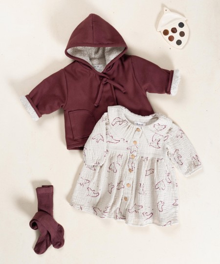 Robe en tissu avec imprim� oiseaux