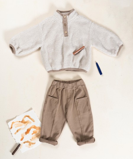 Cotton twill trousers with elastic waistband