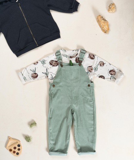 Corduroy jumpsuit with adjustable straps