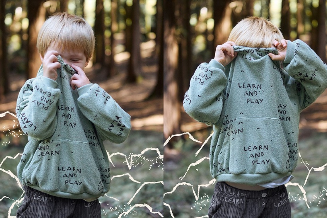 Felpa con cappuccio e interno garzato