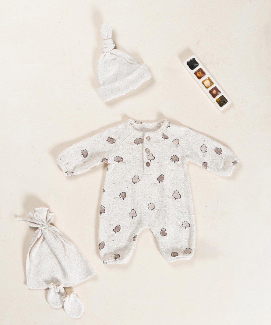 Knit onesie with brushed interior