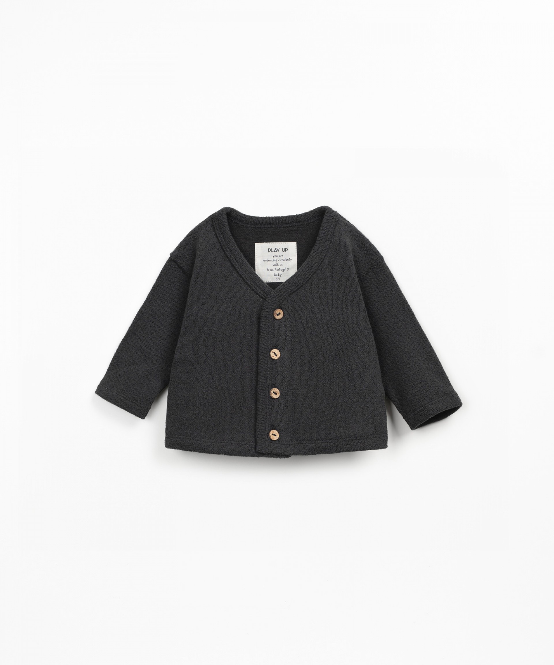 Knitted jacket with brushed interior