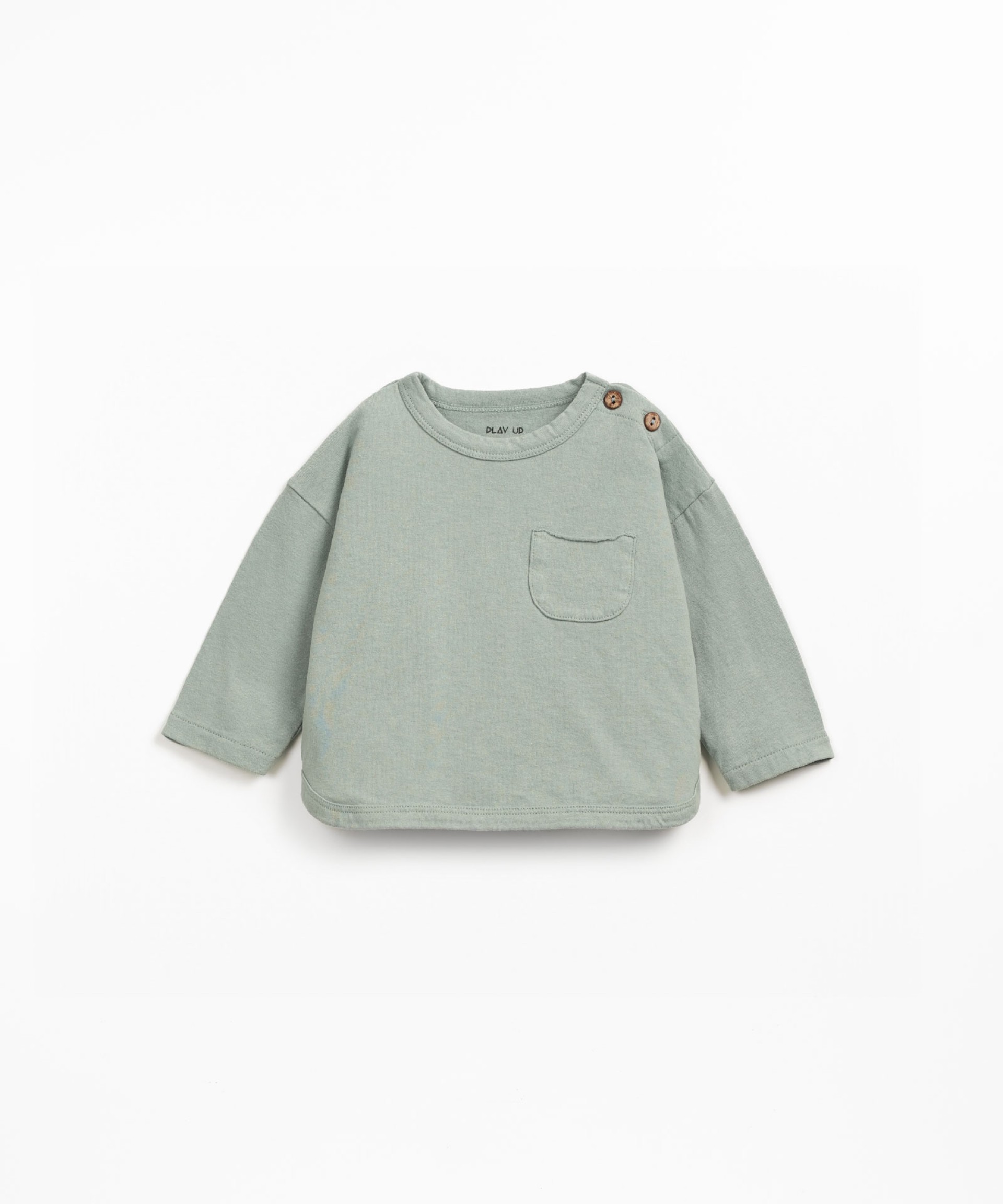 Knit sweater with shoulder opening