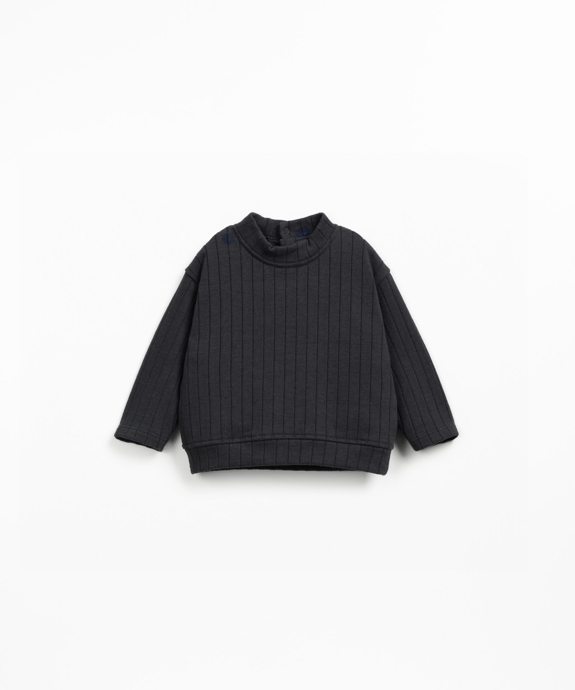 Ribbed knit sweater with brushed interior