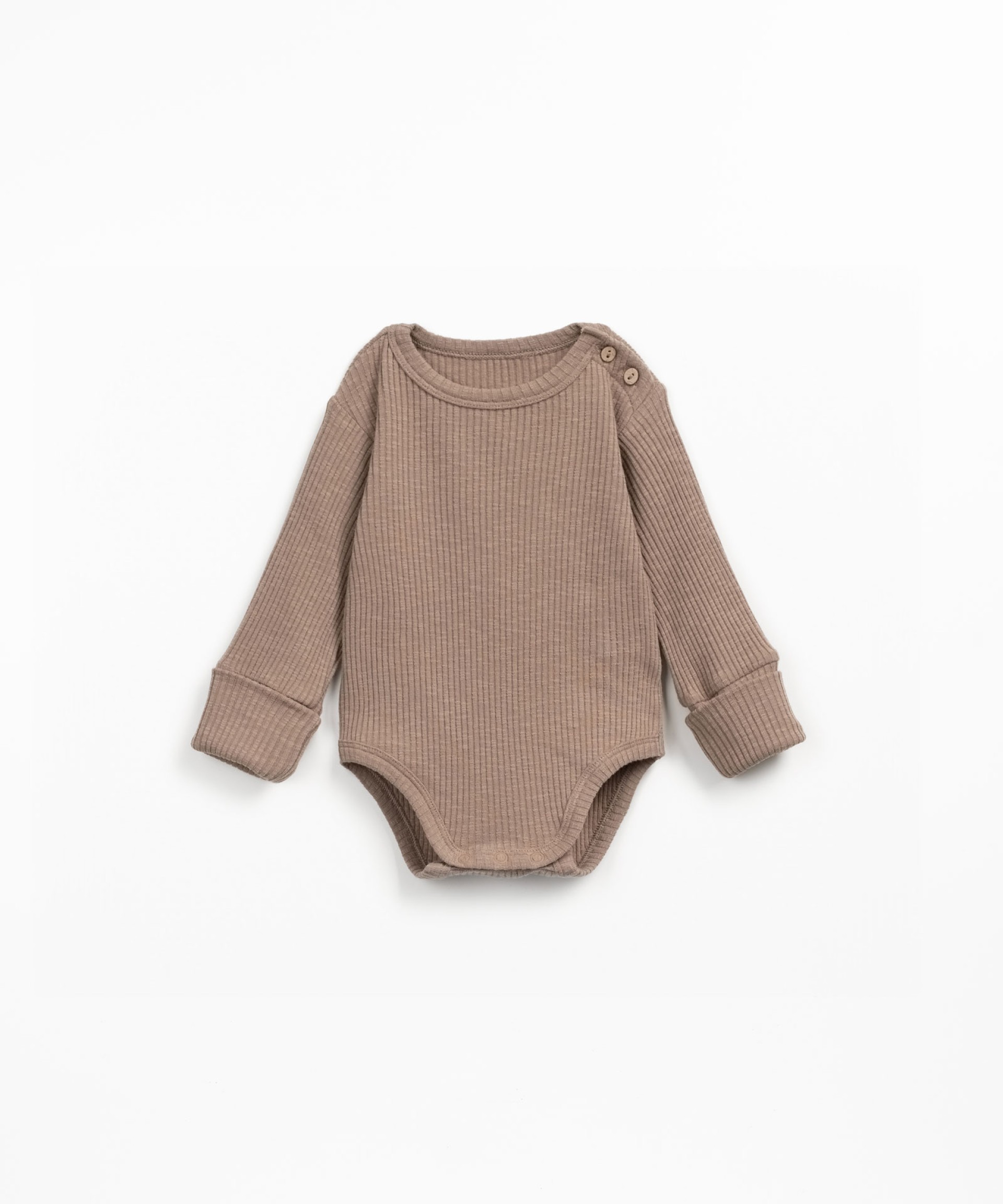 Ribbed organic cotton bodysuit with shoulder opening