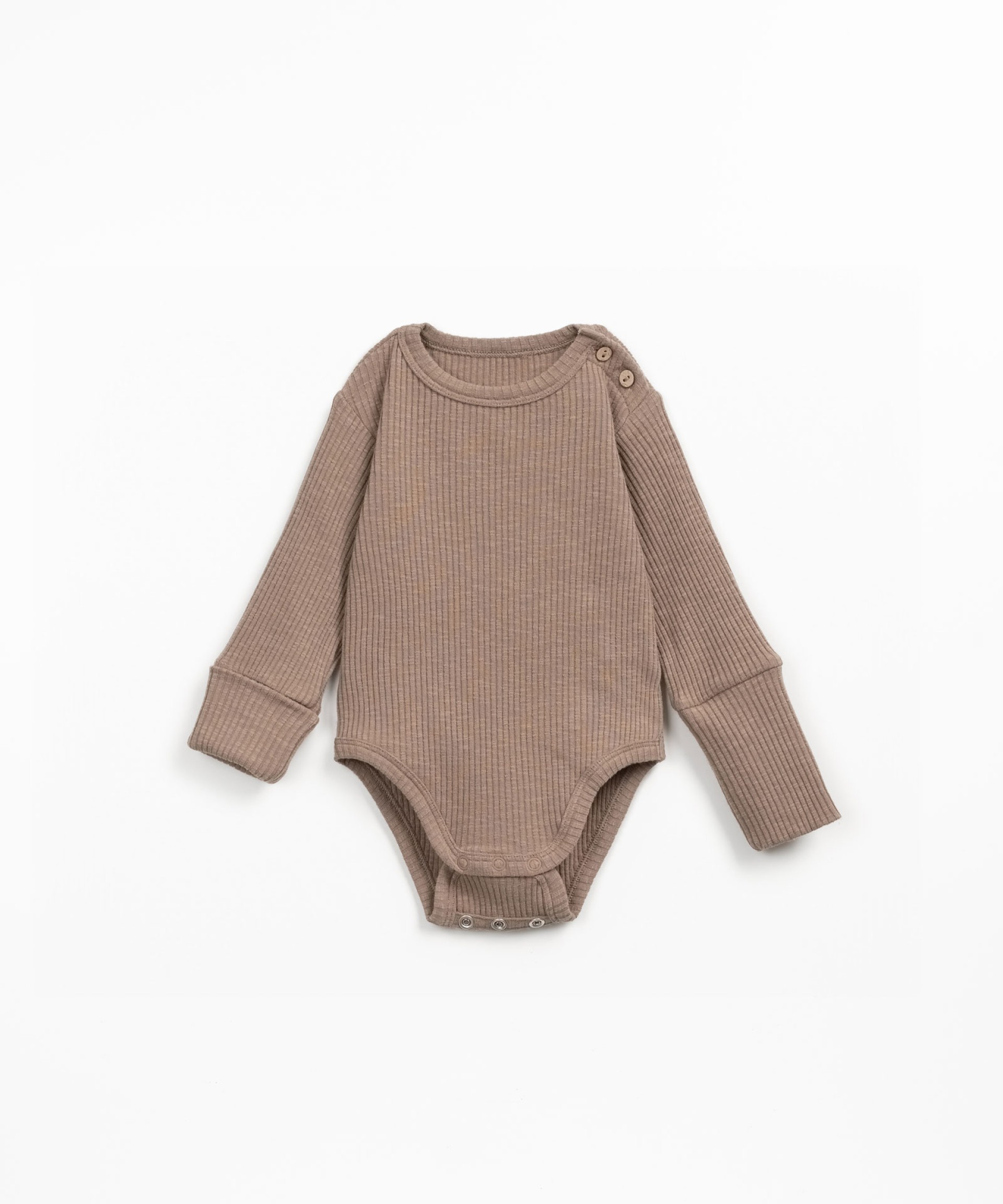 Ribbed organic cotton bodysuit with shoulder opening