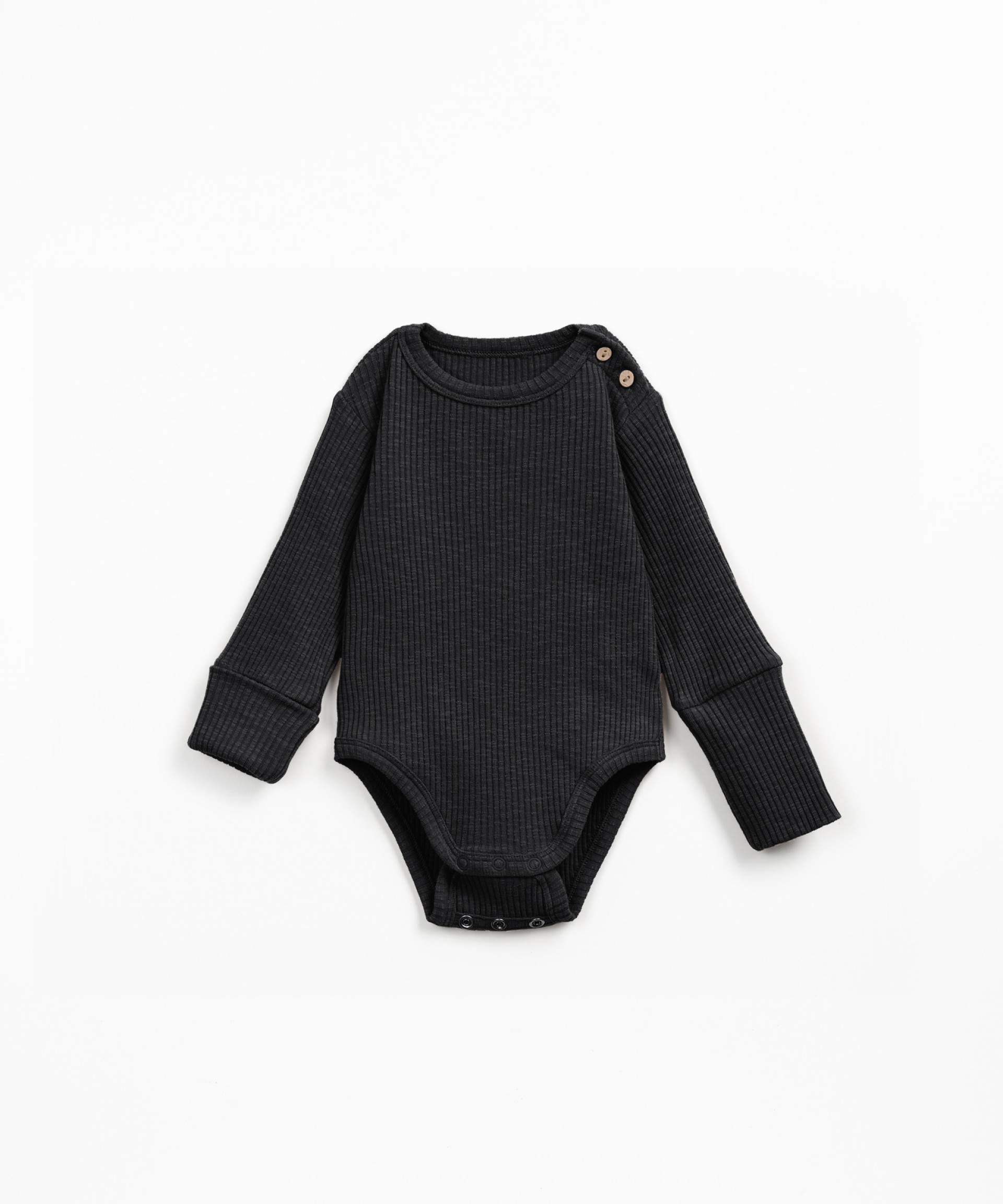 Organic cotton ribbed jersey bodysuit with shoulder opening