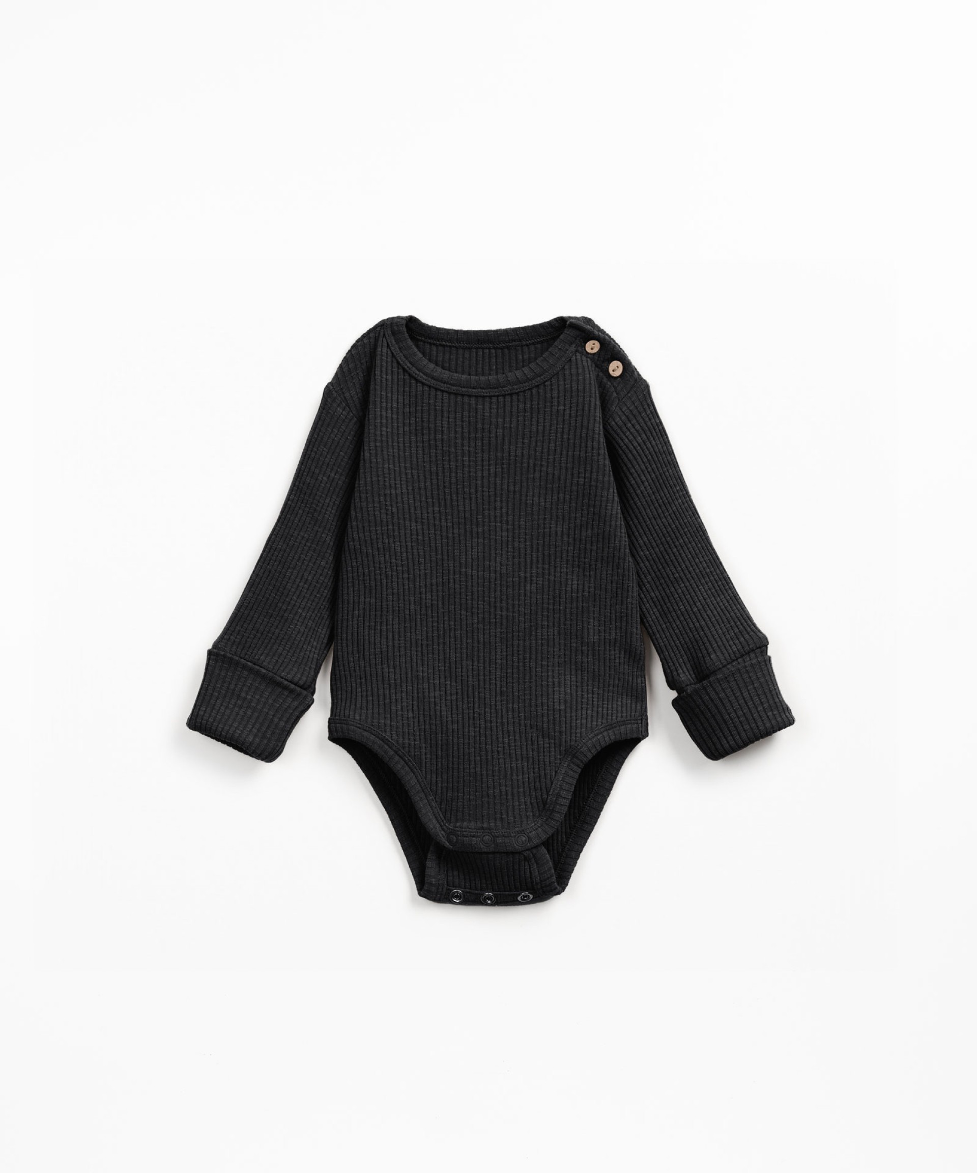 Organic cotton ribbed jersey bodysuit with shoulder opening