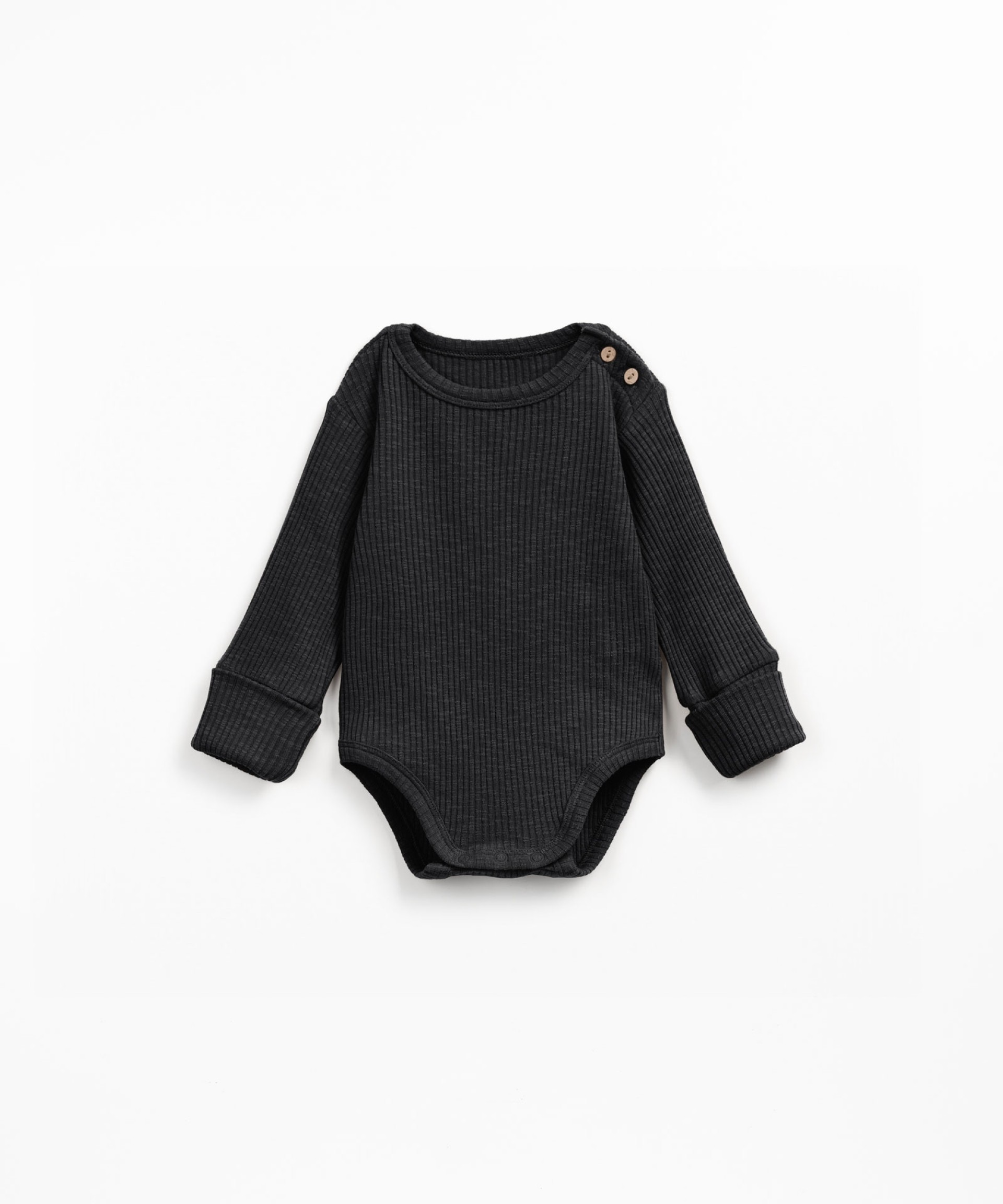 Organic cotton ribbed jersey bodysuit with shoulder opening